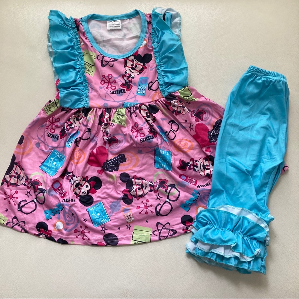 Minnie Mouse cute ruffle pants tunic set